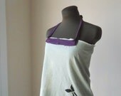 Cherry Halter Top Bohemian Jersey Woodland Kitschy Shirt Upcycled Green Olive Plum Autumn Fashion