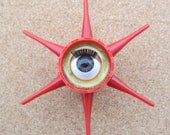 Red Star Upcycled Doll Eye Pendant