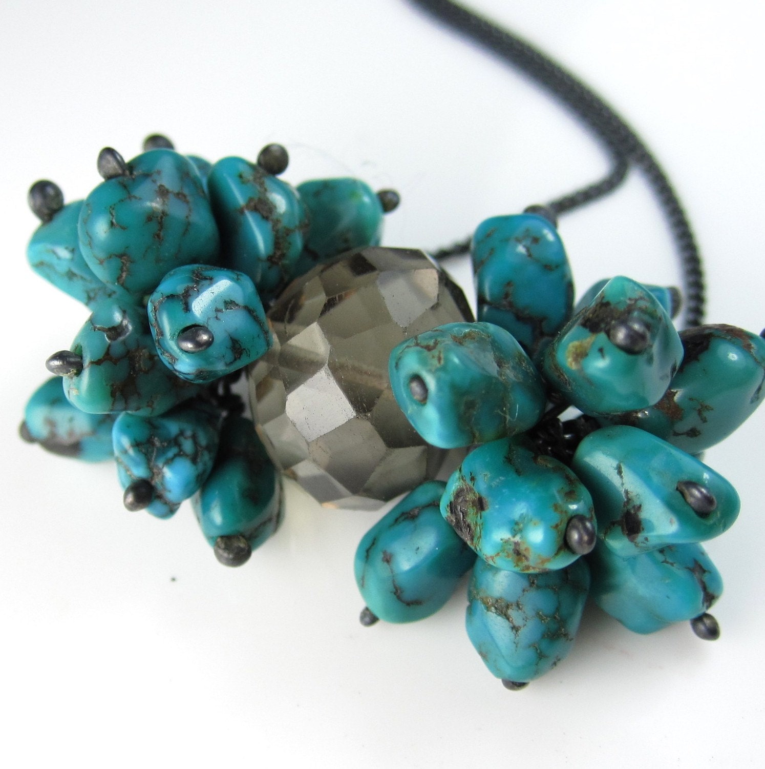 Smokey Quartz and Turquoise Necklace