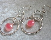 Sterling Silver Pink Chalcedony Briolette Earrings