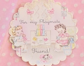 Vintage Pretty Girl Playmate Friend Gift Package Seal Glitter Sticker - PRETTY and SWEET