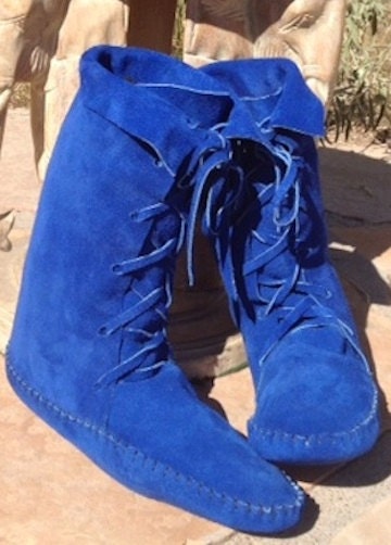 Elf Boots/ Handmade moccasins Royal Blue  ORDER YOUR SIZE