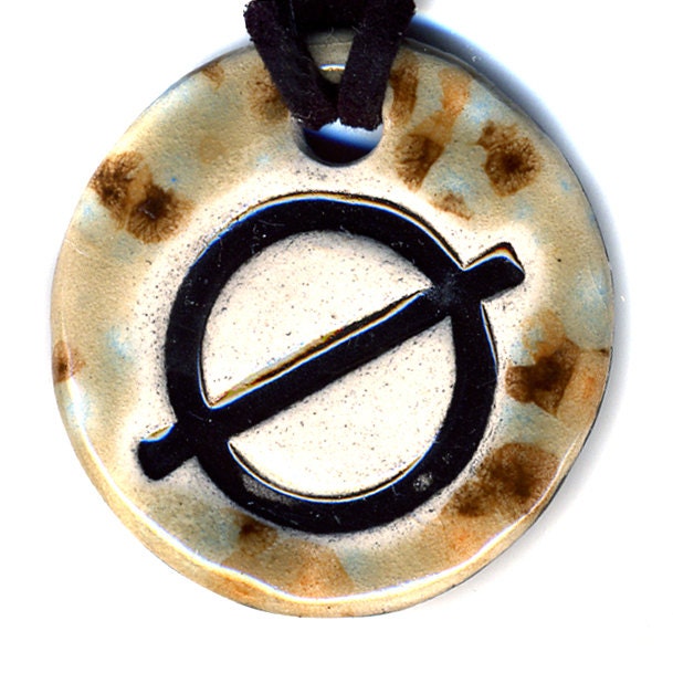 Null or Empty Set Symbol Ceramic Necklace in Spotted Brown