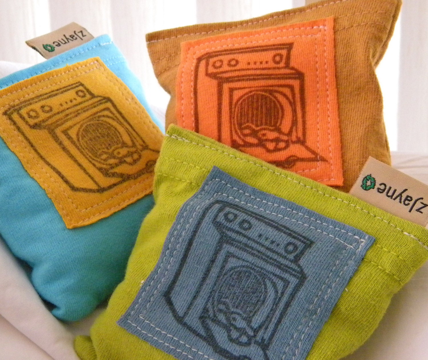 Lavender Sachets Three Patched Dryer Pillow Sheets Upcycled from tShirt Material SET of THREE