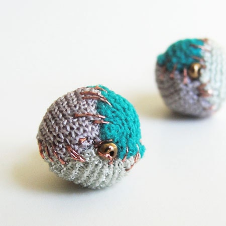 Colorblock Stud Earrings - Teal, Lavender, and Moss