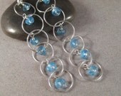 Swiss Blue Topaz Earrings, Faceted Gemstone Earrings, Dangle Earrings, Chain Earrings, December Birthstone, Under 50
