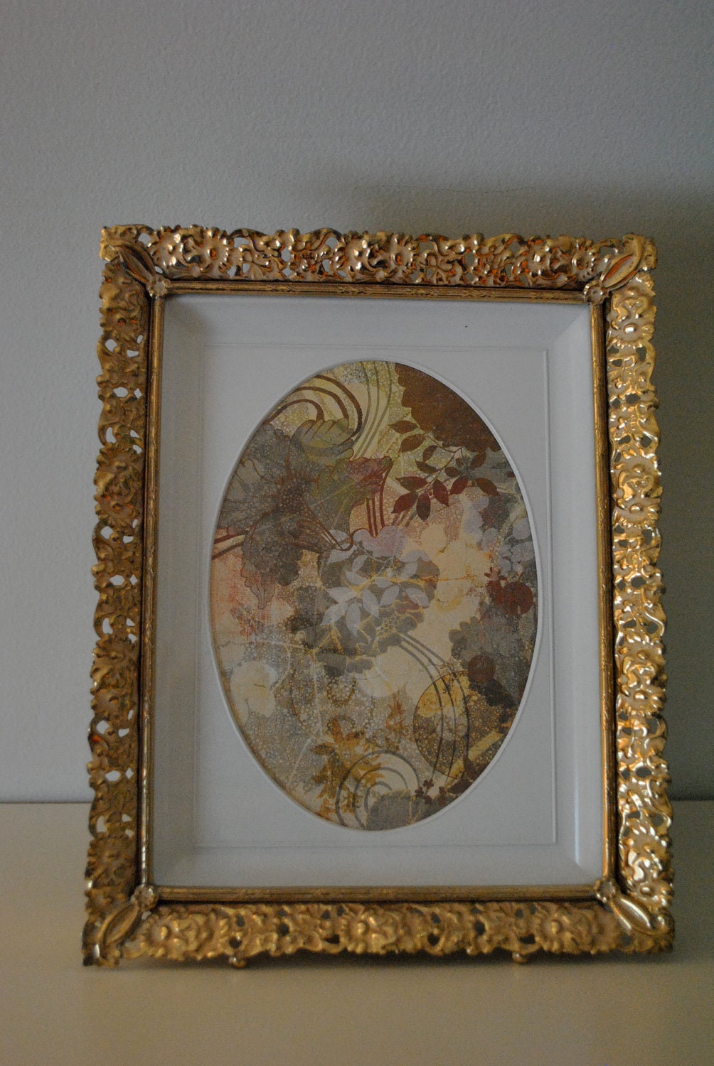 Floral Flourish Metal Frame. 5x7 photo, fall, autumn