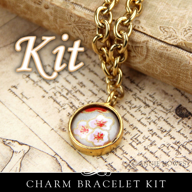 Glass Photo Charm Bracelet Kit. Make your own charm bracelet Photo Jewelry Making by Annie Howes.