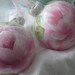 3.5" WHITE Ornaments Chic Christmas BALLS Hand Painted Shabby Rose PINK ecs sct schteam