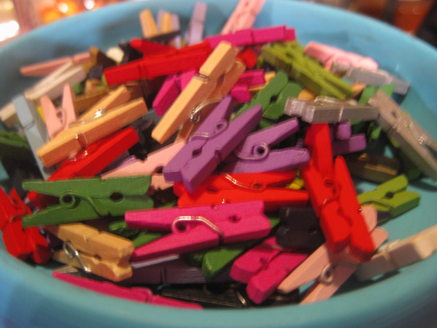 24 Mini Clothes pins Assorted Colors Wood 2.5cm Il_570xn