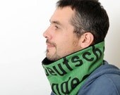 Men Cowl Scarf Neckwarmer - recycled vintage German airmail bag - Deutsche Post
