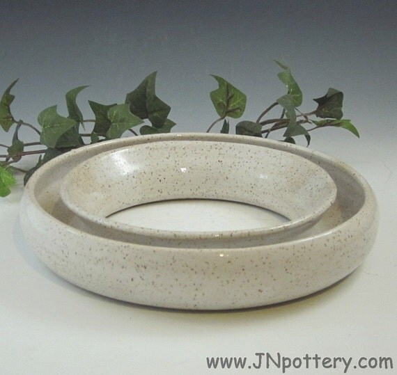 Ceramic Pansy Ring Circular Centerpiece Vase Speckle by JNpottery