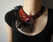 Tubastrea Faulkneri  ... Freeform Crochet Beaded Necklace - Black Red Burgundy Brown Pink Blue Green - Statement Necklace