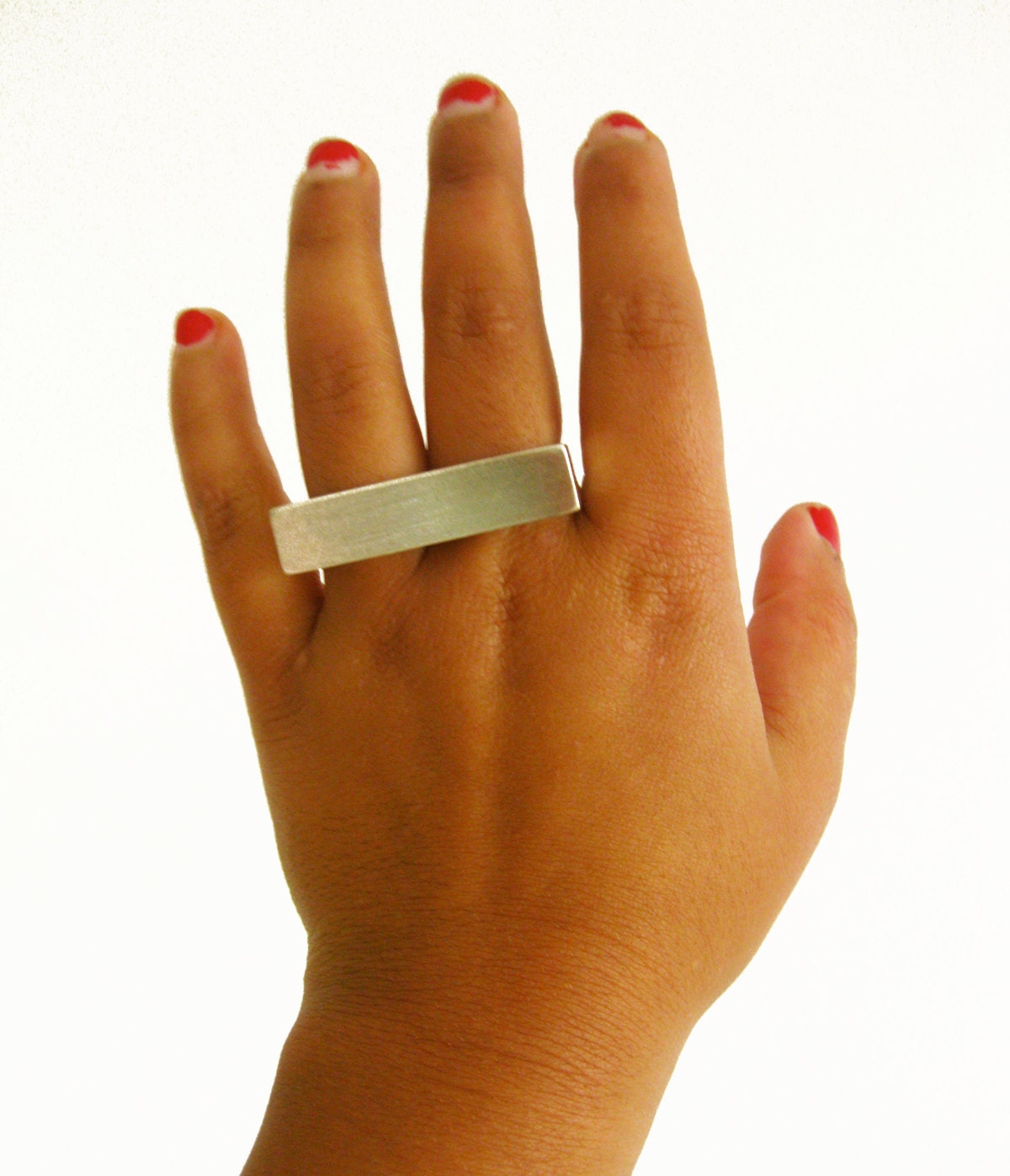 Rectangle Bar Hefty Two Finger Ring in Sterling SIlver - minimalist unisex jewelry