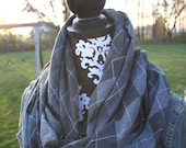 Cozy Gray Argyle Infinity Knit Scarf