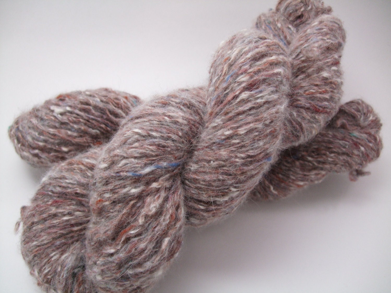 Recycled yarn - tweed wool/angora blend, worsted weight