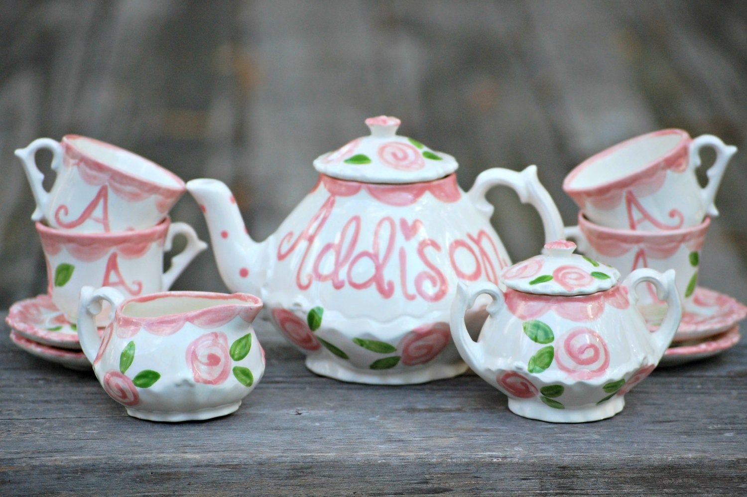 Little Girls China Tea Set, Handpainted, Custom, Personalized Il_170x135