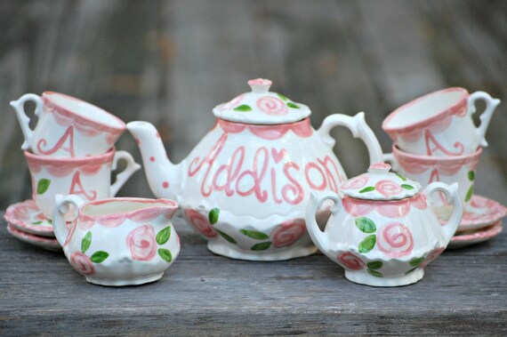 Little Girls China Tea Set, Handpainted, Custom, Personalized Il_570xn
