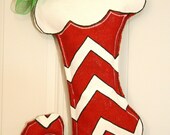 Chevron Christmas Stocking Burlap Door Hanger Decoration Polka Dot Personalized