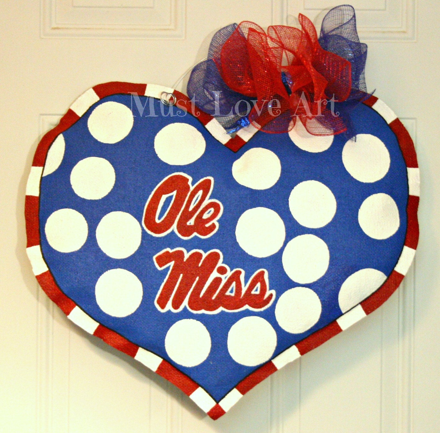 Ole Miss Mississippi School Spirit College Team Burlap Door Hanger Decoration Personalized Dorm Room
