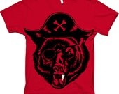 Black Beard, Pirate tee, Pirate t-shirt, Grizzly Bear, Black Bear, Red Available S-2XL