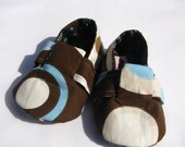 Brown, Blue Polka Dot Loafer Baby Booties 0 to 6 months