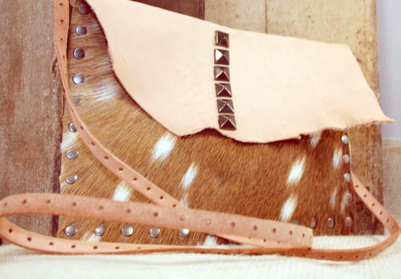 Old Magic- Deer Hide Studded Leather Cross Body Bag
