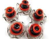 Lampwork beads glass set, Lampwork Beads set, lampwork beads - terrace - Skirt Bells, Black, Gray, Red (5) SRA