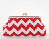 Chevron Bridesmaid Clutch Red White Chevron - many colors available