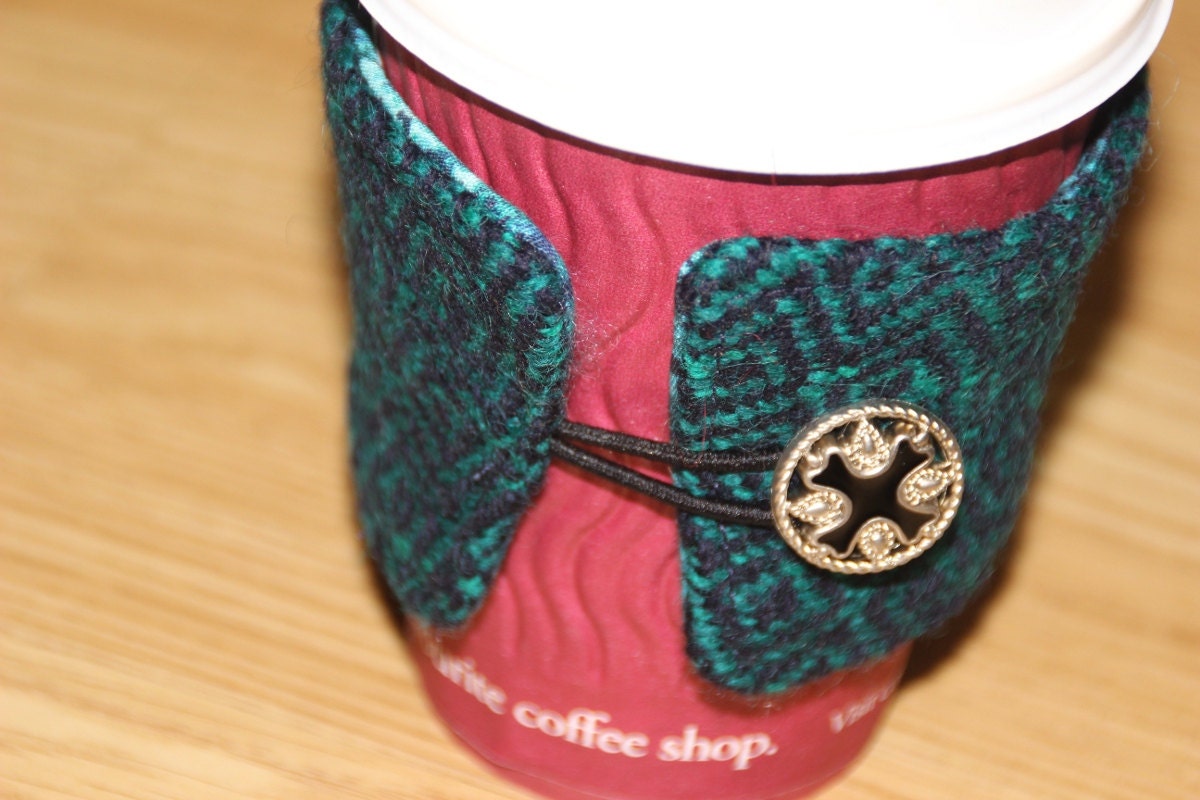 Handwoven take out coffee cup cozy cosy