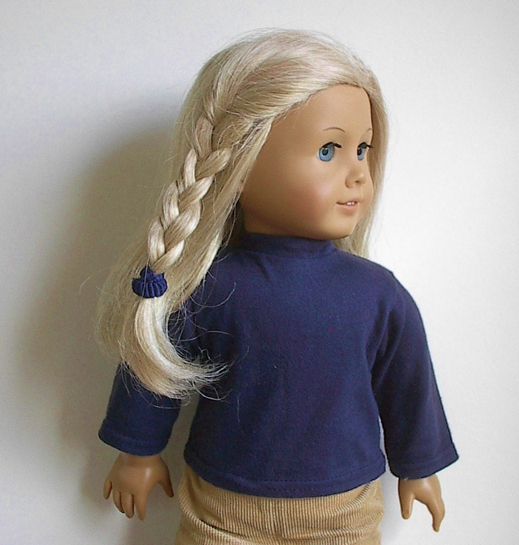American Girl Doll Clothes: Long Sleeve Navy Blue Turtleneck for 18 Inch American Girl Doll