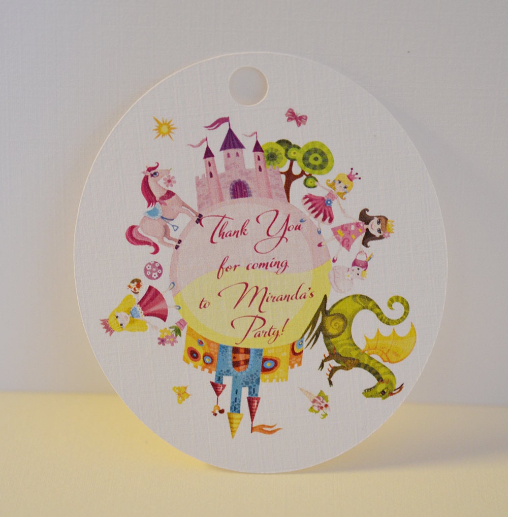 Custom Princess Bithday Party Theme Gift Tags Thank You Tags