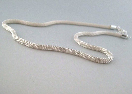 Mesh Necklace SALE, Silver Plated, 16 - 18 Inch, Flexible