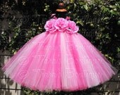 Pink Tutu Dress - Custom Sewn Tutu Dress - STRAWBERRY DREAMS - sizes up to 24 months and 20'' long - Photo Props, Birthdays, Weddings