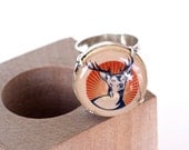 Deer Stag Ring, Adjustable, Hammered Metal, Eco Friendly, Recycled Wine Cork Ring by Uncorked
