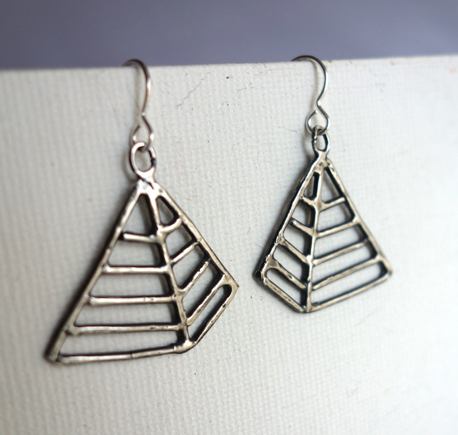 Handmade Geometric Sterling Silver Pyramid Earring Dangles