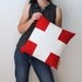 ORGANIC Red and White Throw Pillow Cover 18 x 18 Color Block, custom size and custom color available
