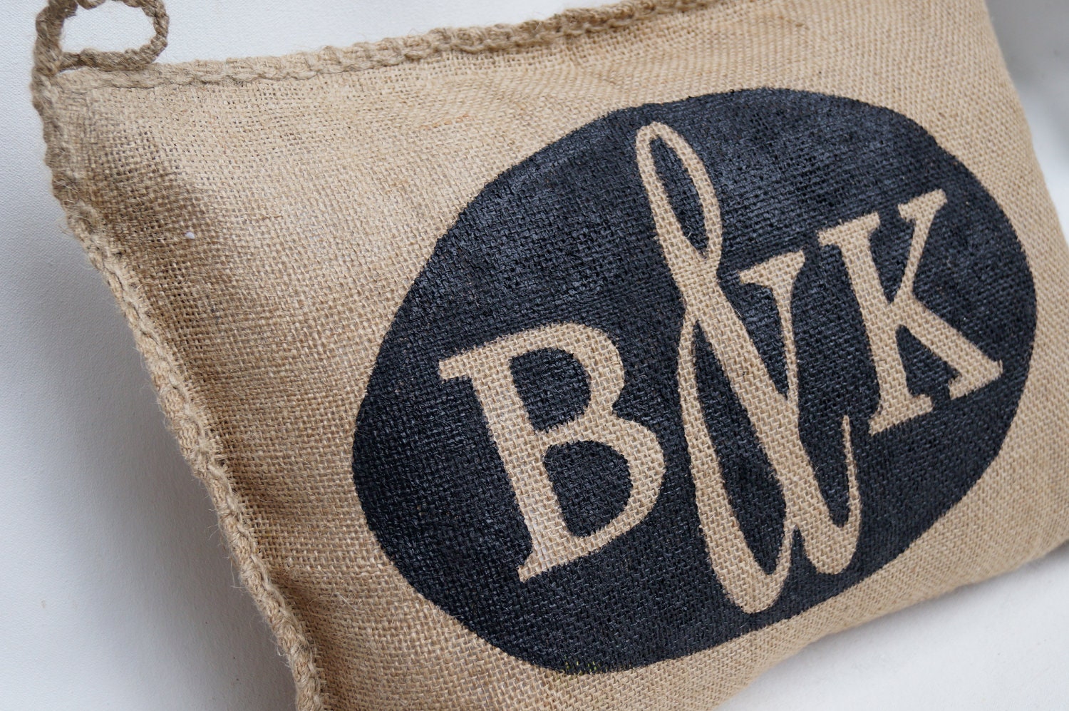 Burlap Charley Pillow - Couple Monogram