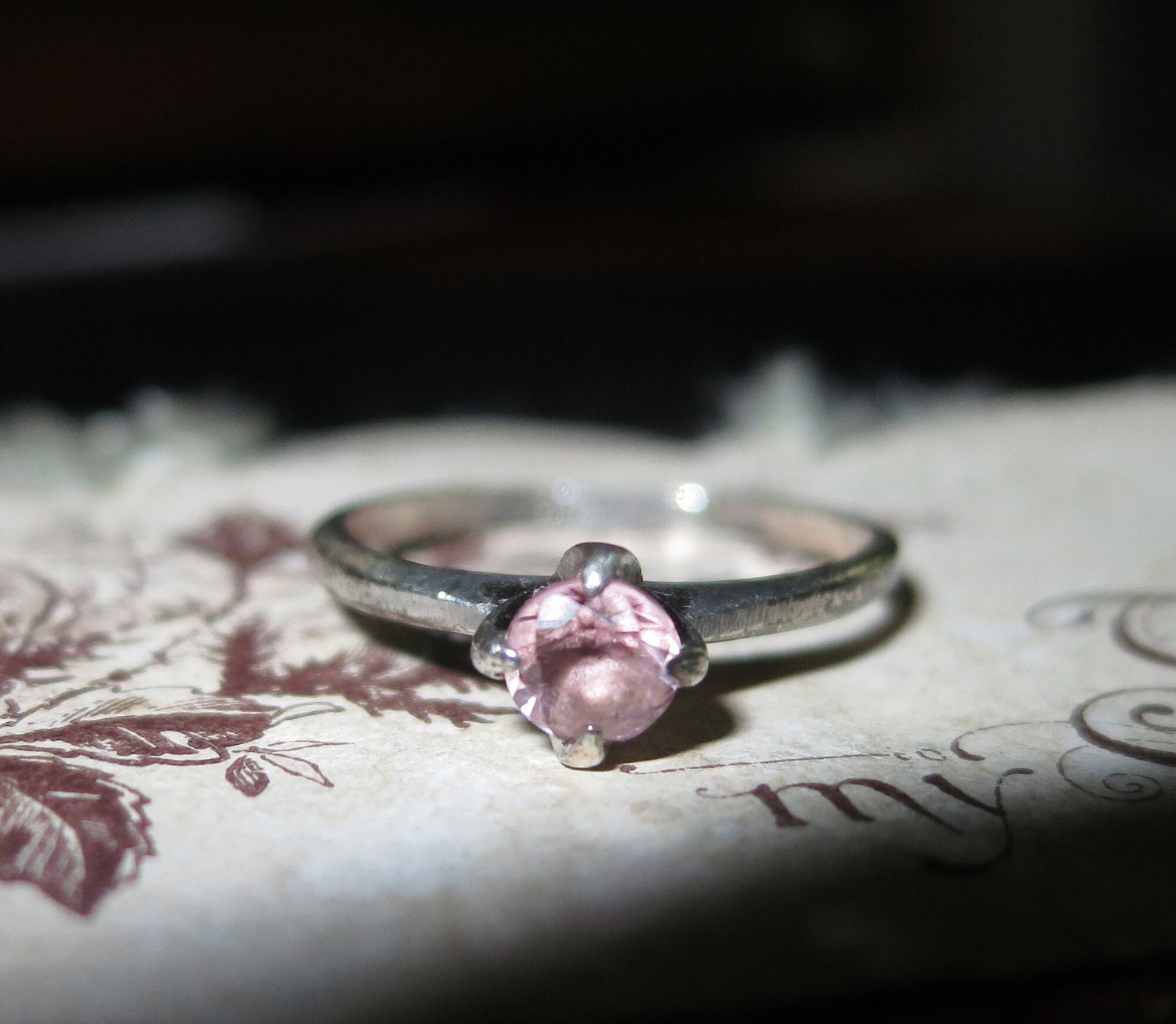 Vintage Sterling Ring with Pink Stone