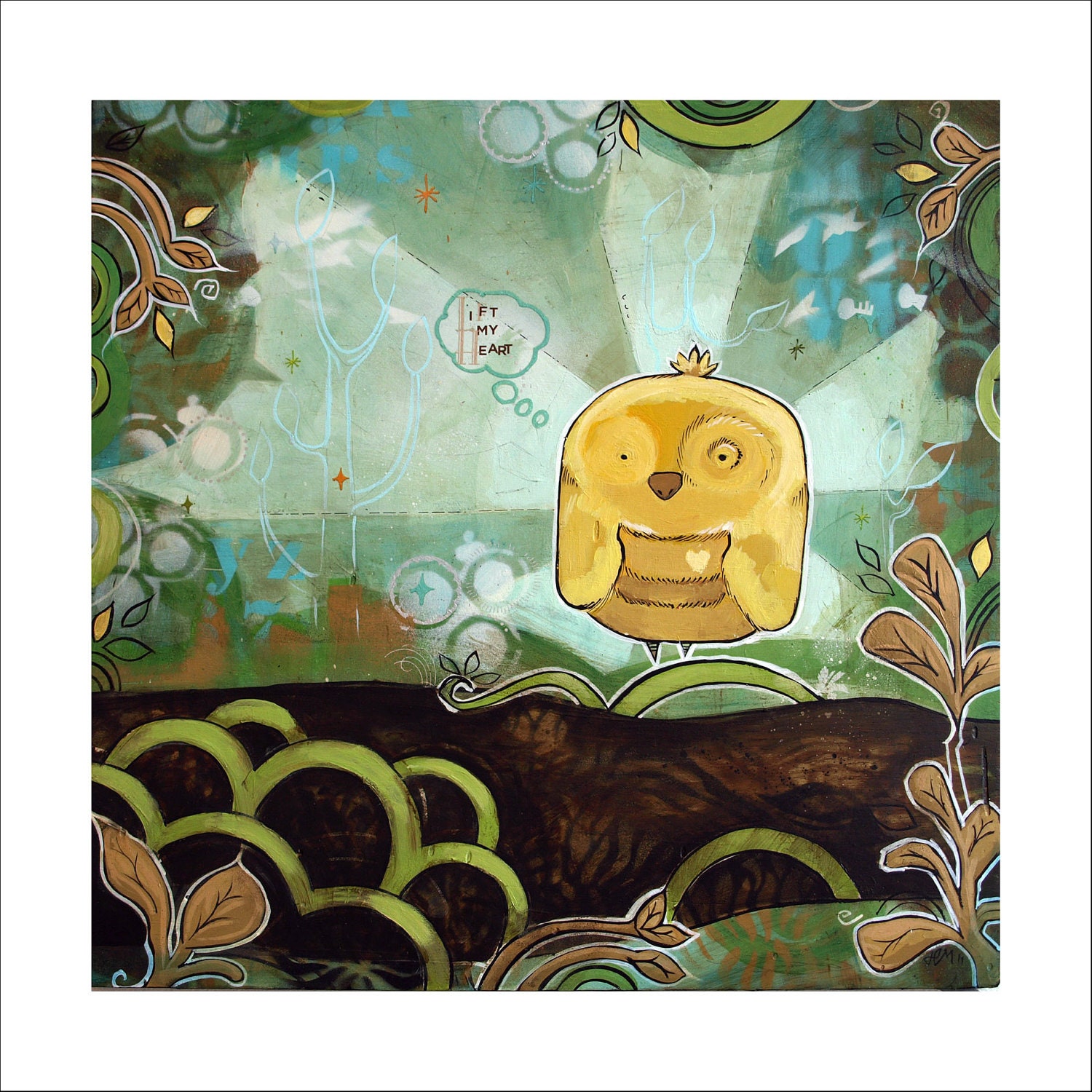 Lift My Heart- Chick Chick- Art Print- Acrylic- Archival-8x8