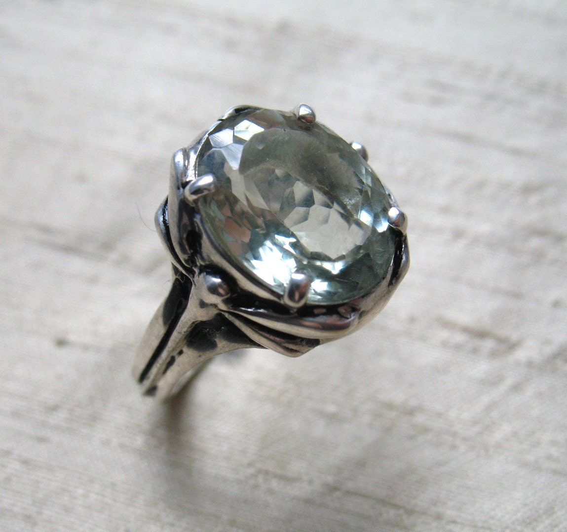 Damselfly and Dragonfly Ring- Green Amethyst and Sterling