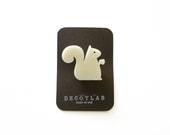 Squirrel Bamboo Brooch ivory