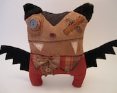 Handmade Grungy Vampire Bat Monster (BROWNLY)