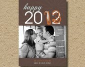 modern happy new year photo card, custom, crossed, 2013