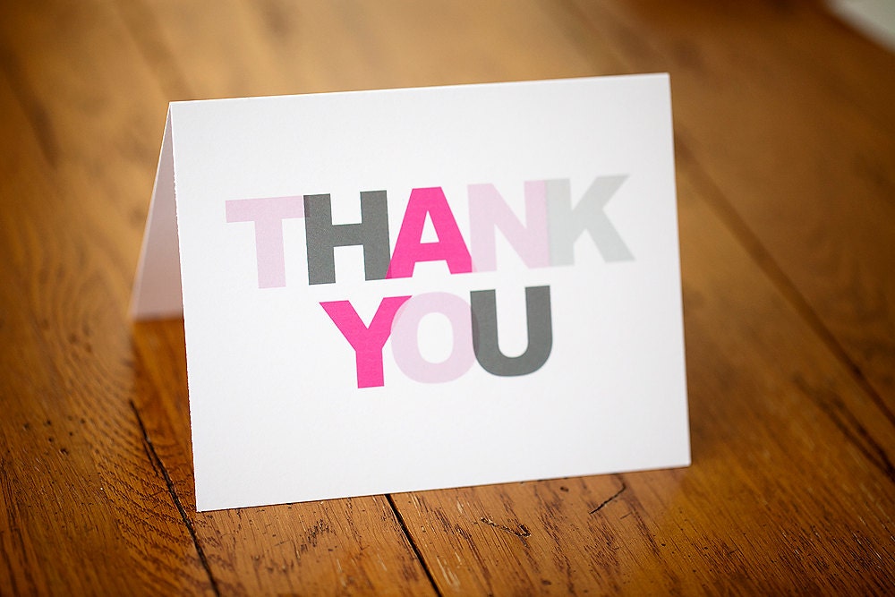 Printable thank you notes, pink and gray, baby girl