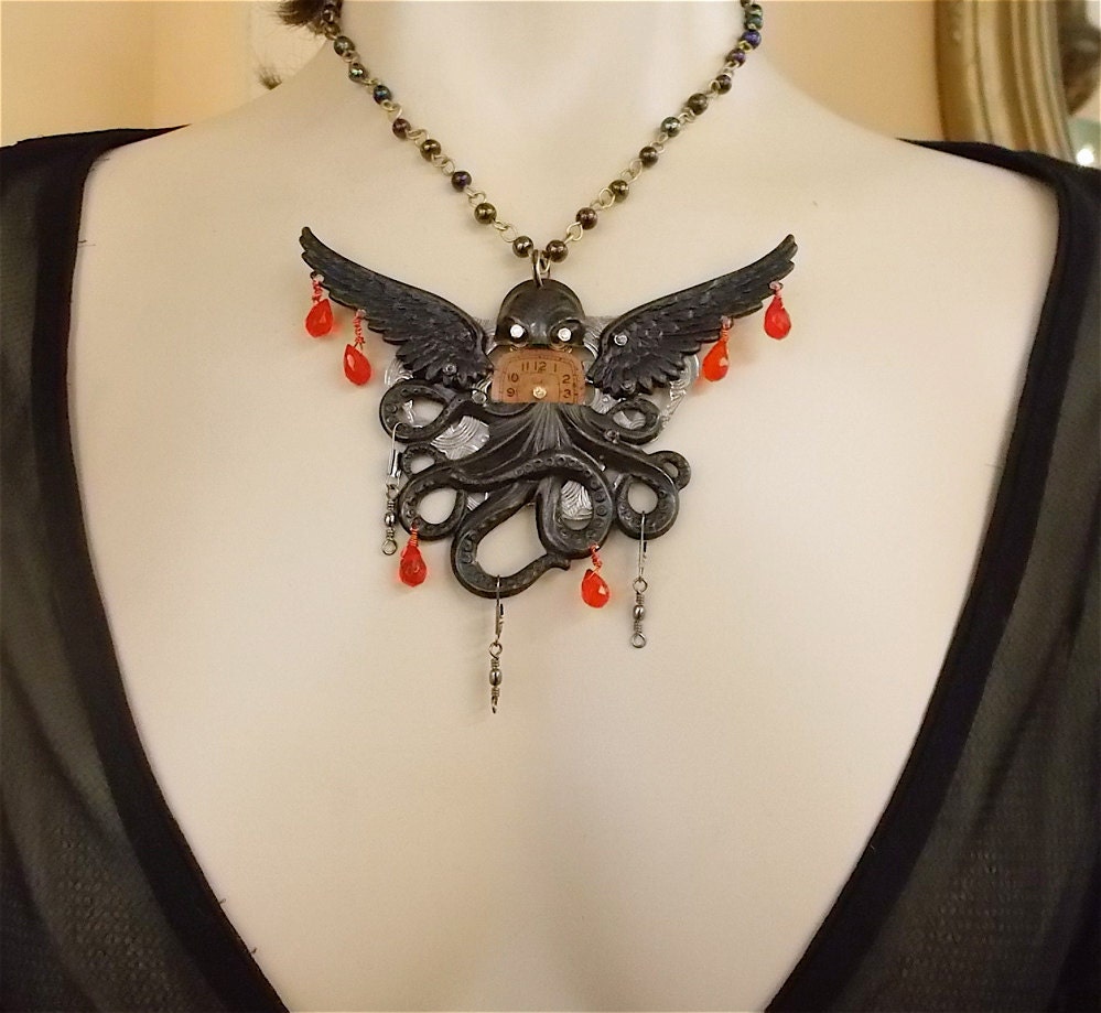 Octopus Necklace - Gothic Cthulhu, Kraken, Steampunk necklace, Kraken Necklace, Cthulhu Jewelry., Gothic, Gothic jewelry, Gothic Necklace