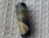 SALE    Handmade Focal Bead,  Black and Silvered Ivory Shard Wrapped