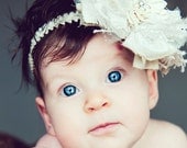 Ivory Vintage-inspired fabric hair piece...can also be used as a gift topper, corsage, brooch, photo prop...custom colors available.