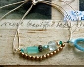 Island life. freshwater pearl,sea glass,peruvian opal beaded string bracelet. Tiedupmemories