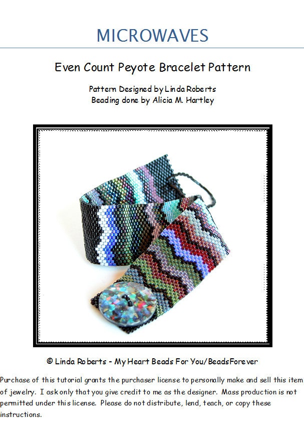 Bead Pattern Only - Microwaves Even Count Peyote Bracelet Tutorial